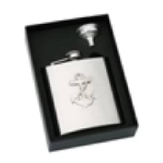 Stainless Steel Pocket Hip Flask With Pewter Titanic Badge