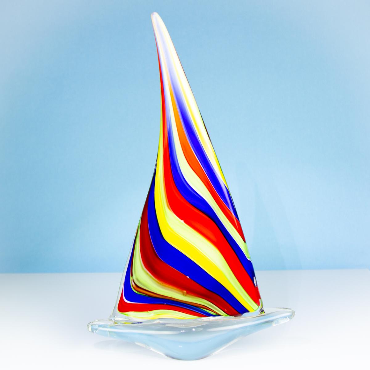 Nauticalia Glass Sailing Boat, multi coloured, 33cm 51826