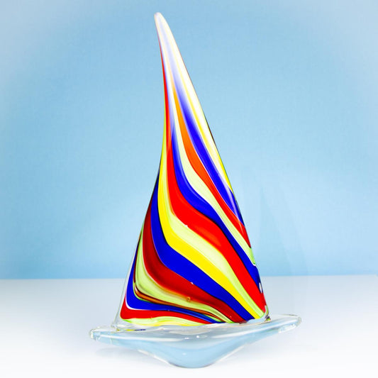 Nauticalia Glass Sailing Boat, multi coloured, 33cm 51826