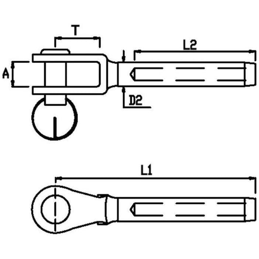 Blue Wave Rigging Welded Stainless Swage Forks 5 mm