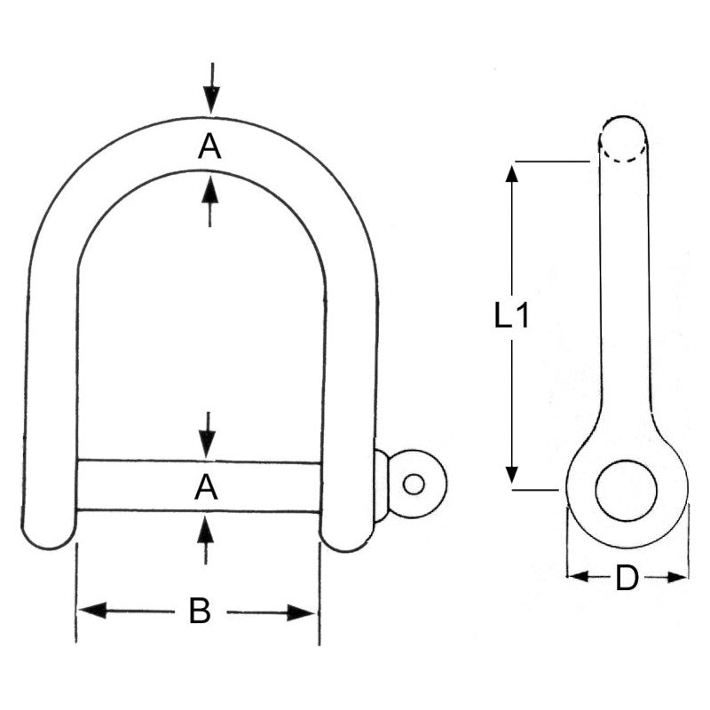 10mm Stainless Steel Wide D Shackle ED-626110
