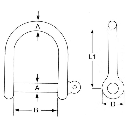 10mm Stainless Steel Wide D Shackle ED-626110
