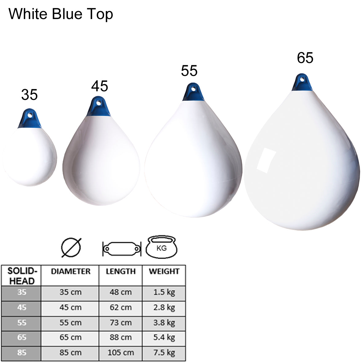 Seago Majoni Round Buoy Fender (Size 4) 45 x 62cm WHITE