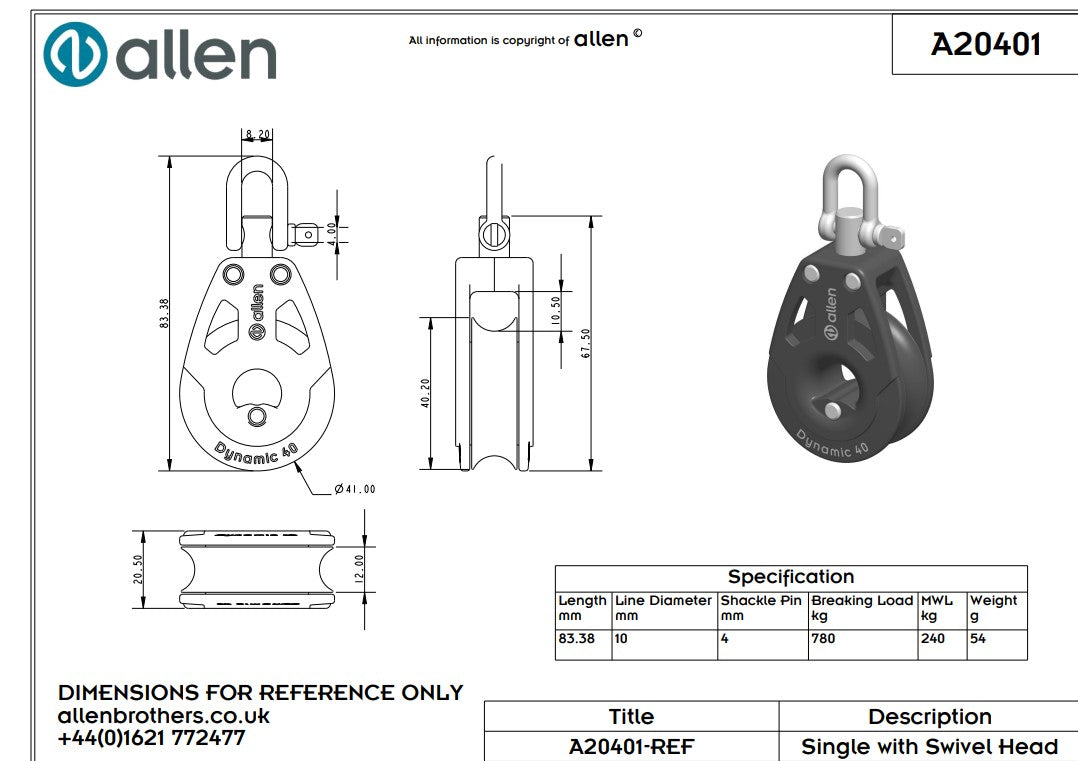 Allen 40mm Double Block with Swivel Head A.20401