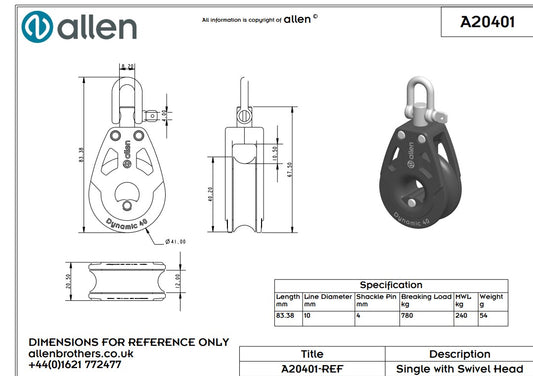 Allen 40mm Double Block with Swivel Head A.20401
