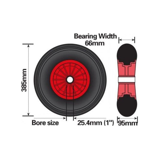 Puncture Proof Dinghy Trolley Wheel 15" Diameter