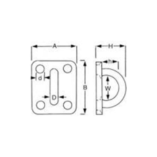 Stainless Steel Eye Plate 40mm x 35mm x 6mm Plate SS