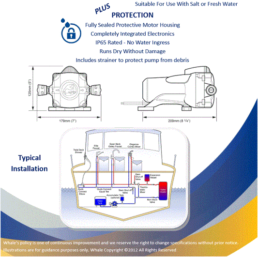 Watermaster Marine Water Pressure Pump 12l 12v 2 Bar FW1214