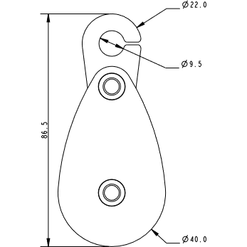 Laser Mainsheet Block/Clip Includes Inglefield Clip to Attach Travellor Block