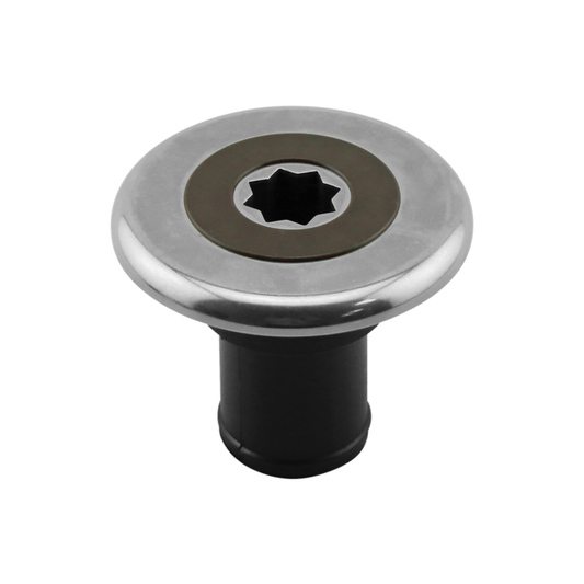 INOX Deck Filler Ø38mm with Brown Cap for Waste Water Black Base