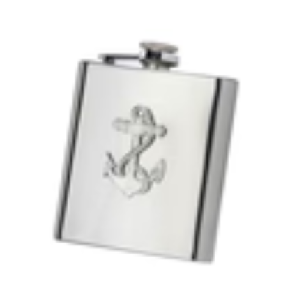 Stainless Steel Pocket Hip Flask With Pewter Titanic Badge