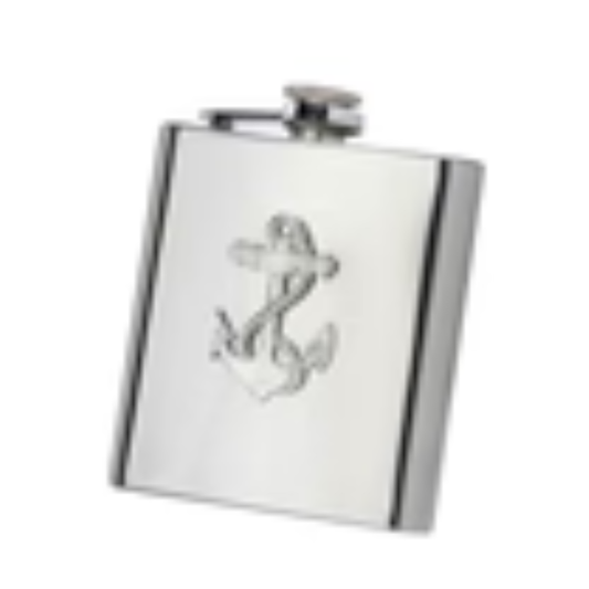 Stainless Steel Pocket Hip Flask With Pewter Titanic Badge