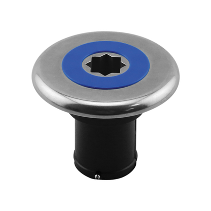 INOX Deck Filler Ø38mm with Blue Cap  for Water Black Base