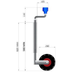 Pneumatic Jockey Wheel 48mm 100kg (No Clamp)