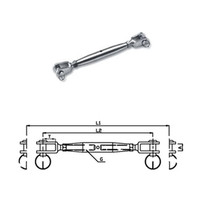 Stainless Steel Fork and Fork Bottlescrews Rigging Screws M5,M6, M8, M10 & M12