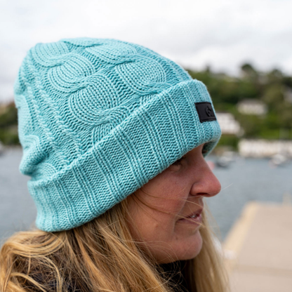 Gill Cable Knit Beanie Blue