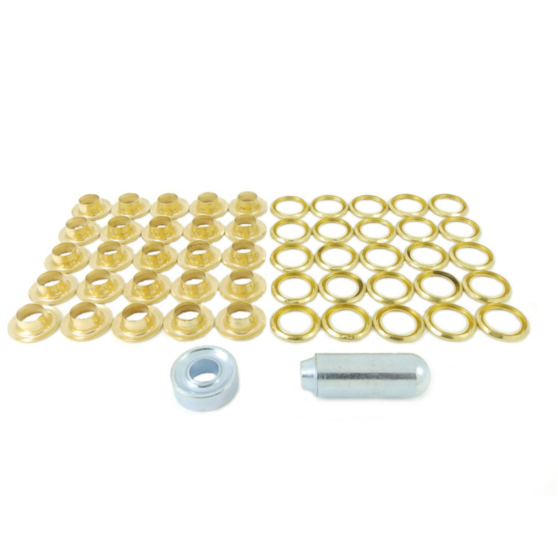 Marine Brass Eyelet Kit 3/8" 9.5mm (25) and 1/2" 12.7mm (15) Covers Tents Tarpaulines