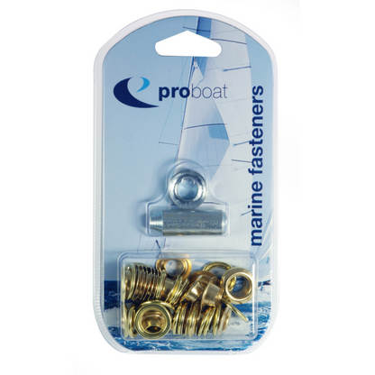 Marine Brass Eyelet Kit 3/8" 9.5mm (25) and 1/2" 12.7mm (15) Covers Tents Tarpaulines