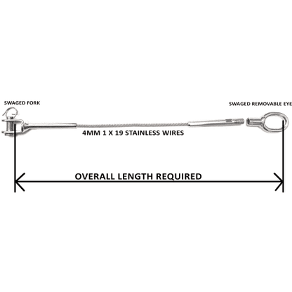 Yacht Guard Rail with Swaged Fork and Swaged Rigging Screw 4mm Stainless