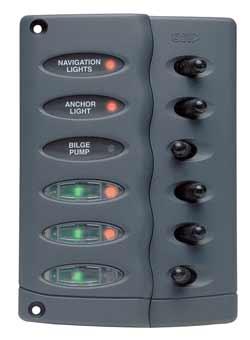 BEP Waterproof IPX5 6 Gang Illuminated Switch Panel 12v