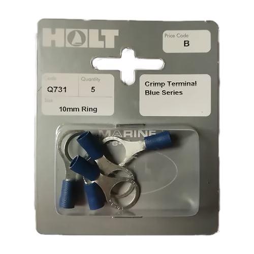 Holt Q731 10mm crimp ring terminals, designed for marine purposes, utilising high quality materials.
