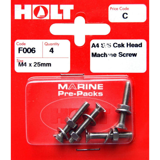 Holt Csk Head Screws Stainless Steel M4/25mm - F006