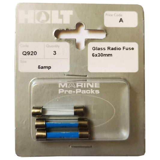 The Holt Q920 5amp glass radio fuse is made from high quality materials for marine and automotive purposes.