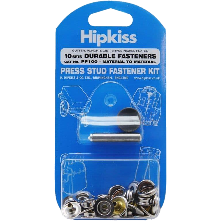 Hipkiss Nickel Plated Press Stud Kits Fabric to Wood