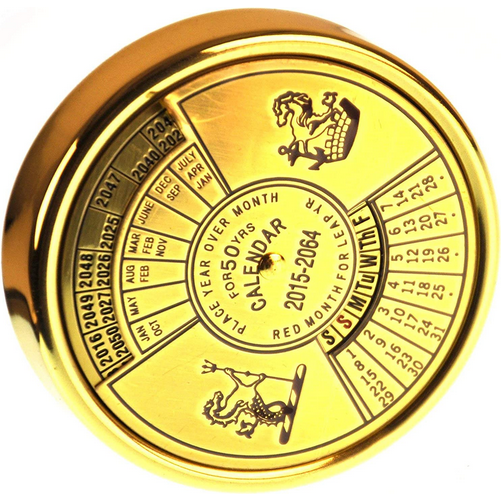 Nauticalia 50 Year Calendar Brass Paperweight