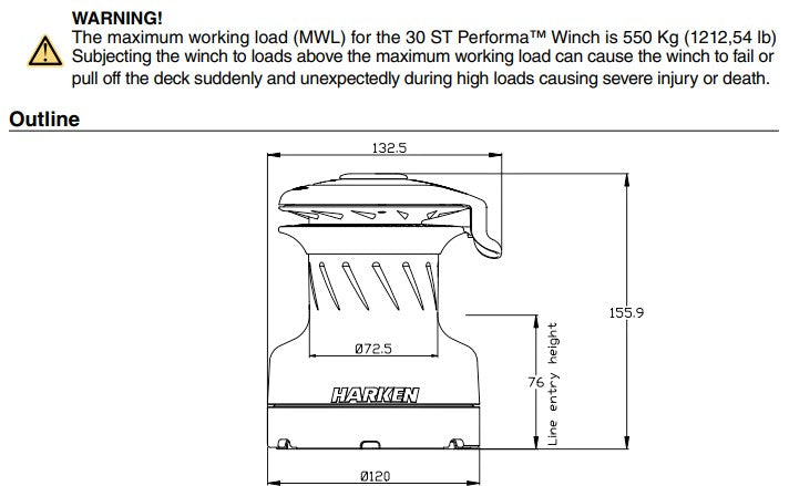 Harken 30 Self-Tailing Performa Winch 2 Speed
