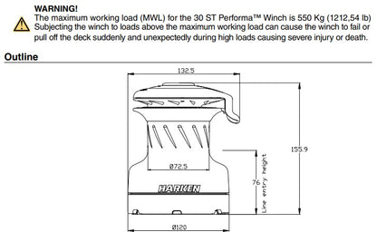 Harken 30 Self-Tailing Performa Winch 2 Speed