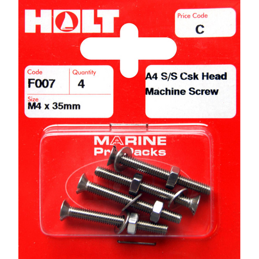 Holt Csk Head Screws Stainless Steel M4/35mm - F007