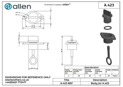 Allen Drain Bung with Socket and O Ring A.423 Each