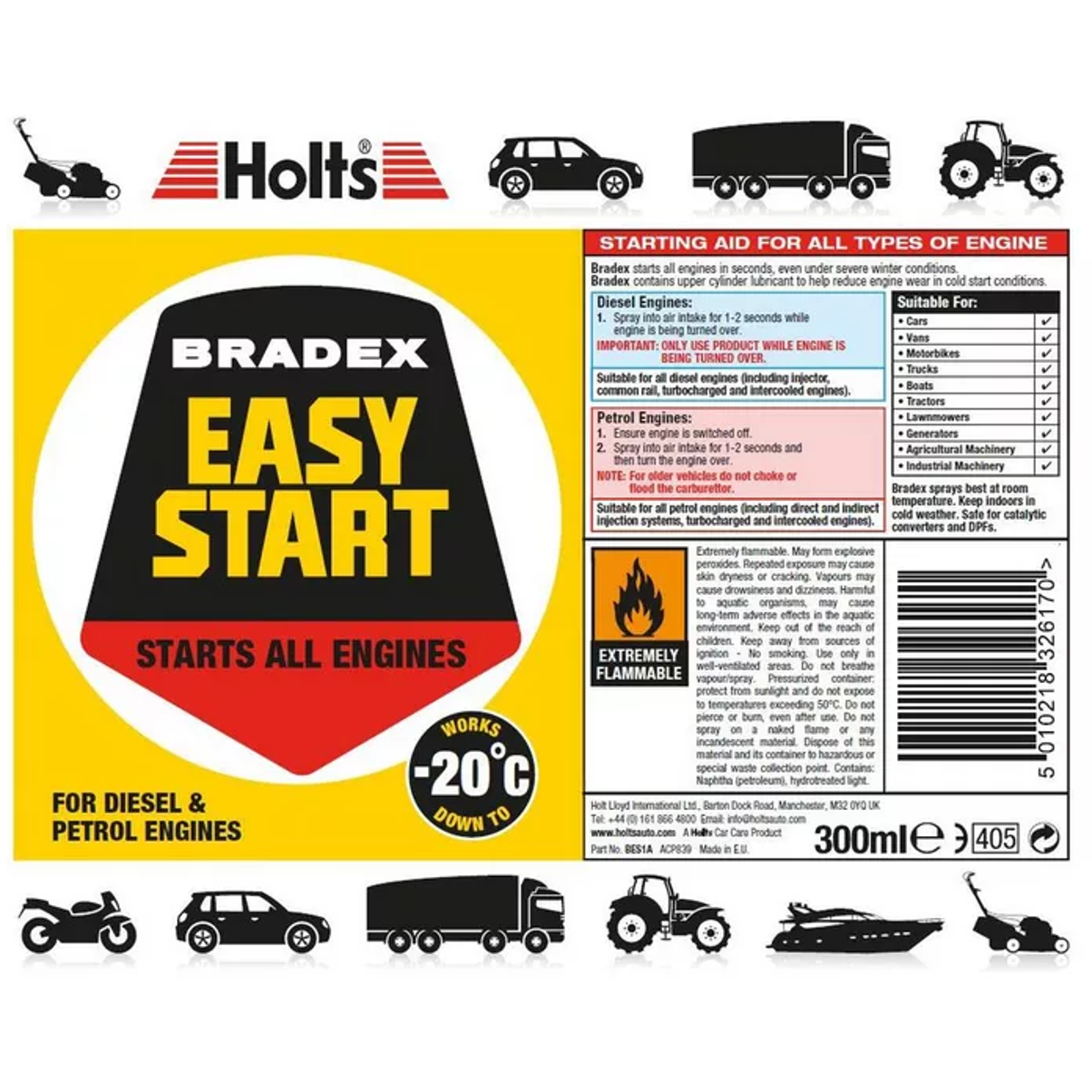 Bradex Easy Start Diesel Petrol 300ml