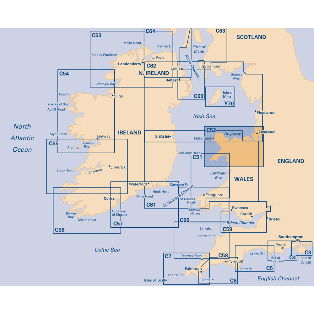 Imray Chart C52 Cardigan Bay to Liverpool inc Anglesey
