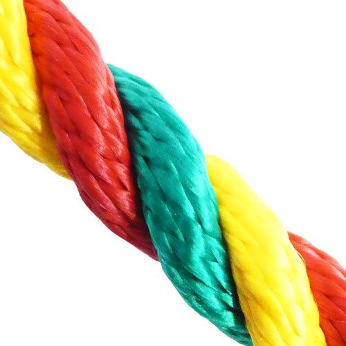 14mm 3 Strand Rope Polypropylene Rope Red/Yellow/Green Kingfisher