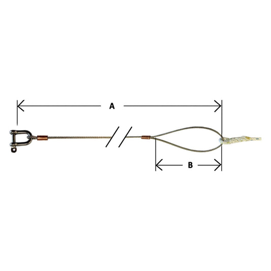 Solo Wire Main Halyard spliced to 3 strand rope and 5mm captive pin shackle.