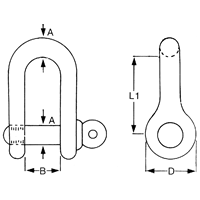 Stainless Round Body Dee Shackle Forged Pin 5mm,6mm,8mm, and 10mm