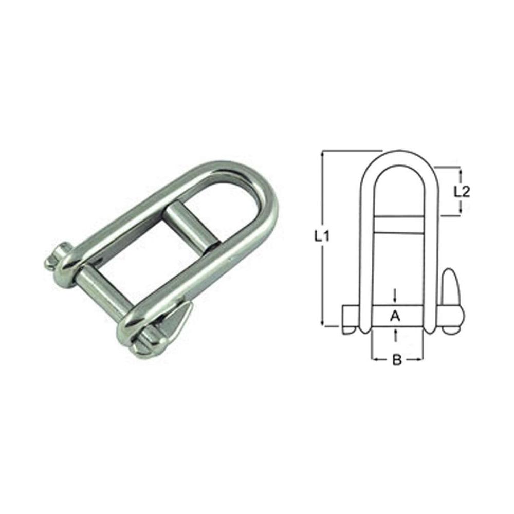 Stainless Steel Halyard Forged Solid Shackle 8mm, 5mm