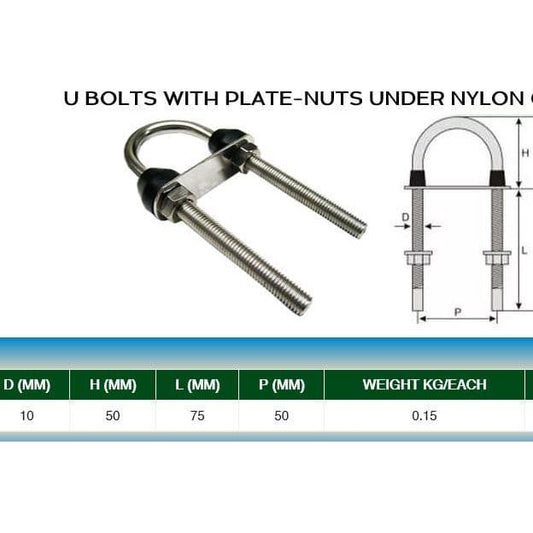 Stainless U Bolt with Nylon Collar M10