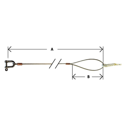 Streaker  Wire Main Halyard spliced to 3 strand rope and 5mm Captive Pin Shackle.