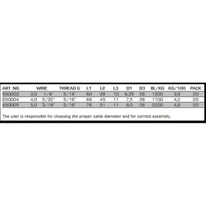 Swage Removable Guardrail Eye 4mm Stainless Steel