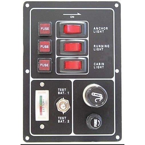 Switch Panel with Illuminated Switch Battery Status  Cigar Lighter